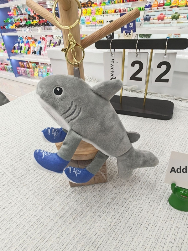 Плюшен ключодържател: акула-бебе и бананова маймуна, PP памук за пълнеж, супер мека къса плюшена повърхност, модел HN00066, персонализиране по мостра, унисекс, 7–14 г