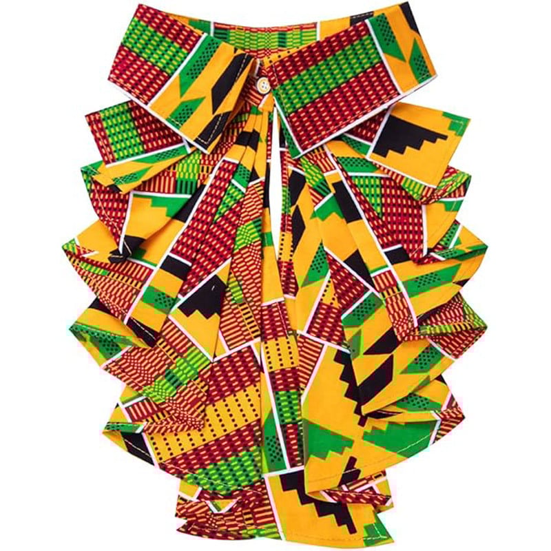 Brw în stoc la zi Guler fals din bumbac pentru femei adulte, funda, model Kente, Primăvara 2025