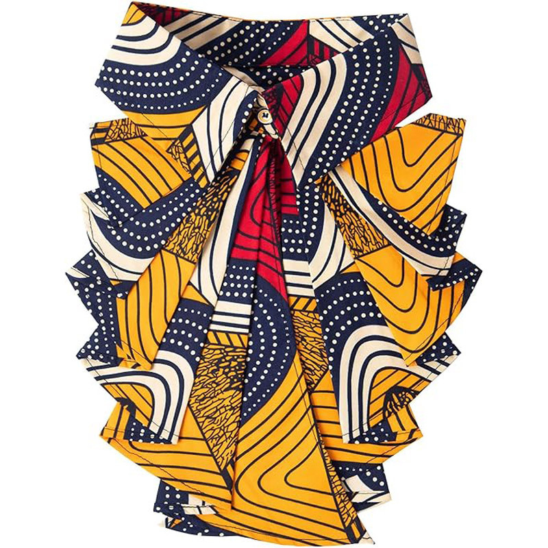 Brw în stoc la zi Guler fals din bumbac pentru femei adulte, funda, model Kente, Primăvara 2025