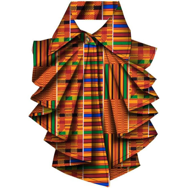 Brw în stoc la zi Guler fals din bumbac pentru femei adulte, funda, model Kente, Primăvara 2025