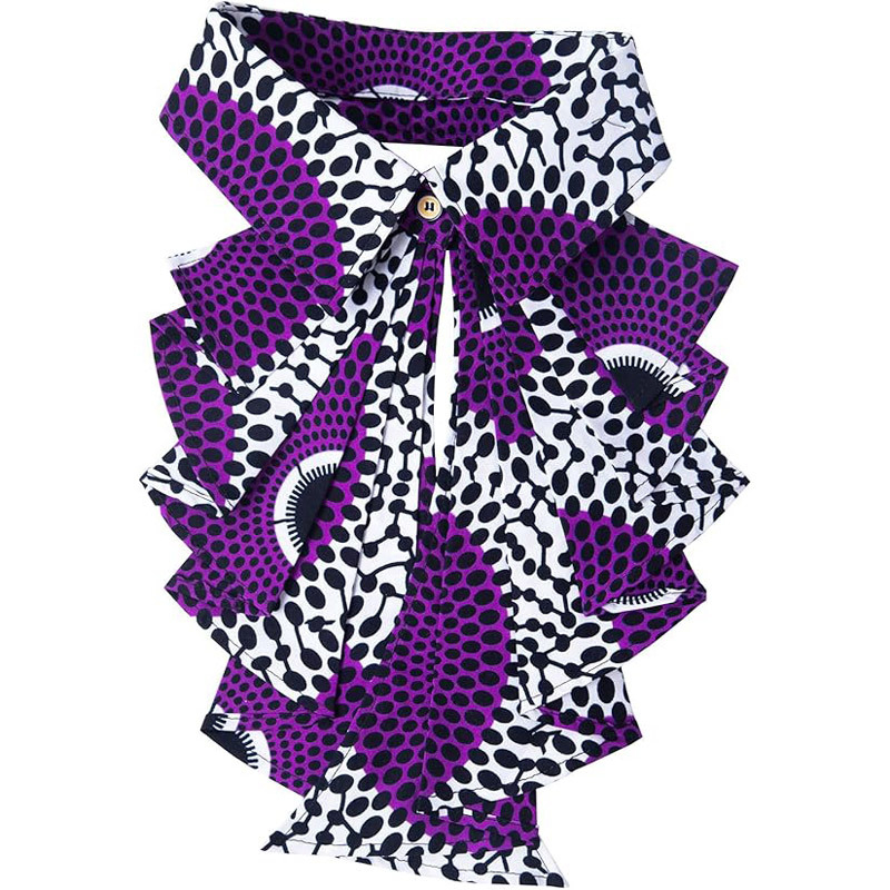 Brw în stoc la zi Guler fals din bumbac pentru femei adulte, funda, model Kente, Primăvara 2025