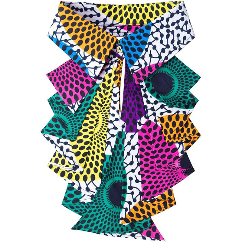 Brw în stoc la zi Guler fals din bumbac pentru femei adulte, funda, model Kente, Primăvara 2025