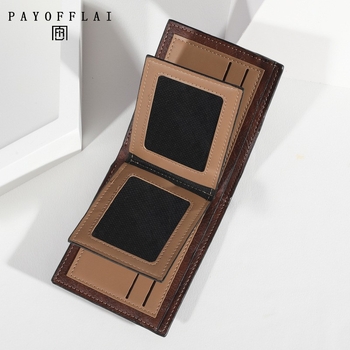 Portofel bărbătesc cu mai multe sloturi pentru carduri, Material PU, Lansare Primăvara 2025, Stil urban simplu, Brand privat autorizat, Capacitate extinsă