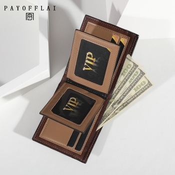 Portofel bărbătesc cu mai multe sloturi pentru carduri, Material PU, Lansare Primăvara 2025, Stil urban simplu, Brand privat autorizat, Capacitate extinsă