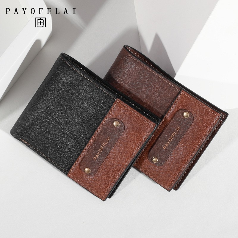 Portofel bărbătesc cu mai multe sloturi pentru carduri, Material PU, Lansare Primăvara 2025, Stil urban simplu, Brand privat autorizat, Capacitate extinsă