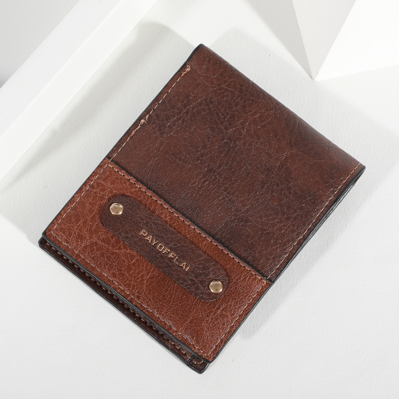 Portofel bărbătesc cu mai multe sloturi pentru carduri, Material PU, Lansare Primăvara 2025, Stil urban simplu, Brand privat autorizat, Capacitate extinsă