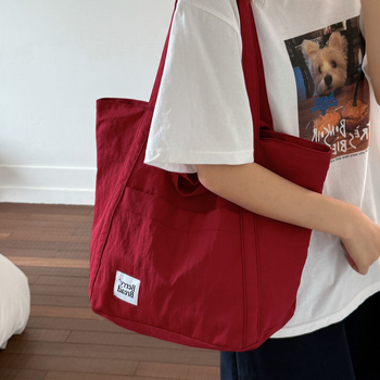 Geantă Tote din pânză, formă verticală pătrată, fermoar, buzunare interne pentru telefon și ID, bretele duble (Lansare vară 2025)