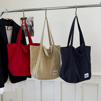 Geantă Tote din pânză, formă verticală pătrată, fermoar, buzunare interne pentru telefon și ID, bretele duble (Lansare vară 2025)