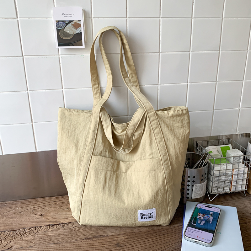 Geantă Tote din pânză, formă verticală pătrată, fermoar, buzunare interne pentru telefon și ID, bretele duble (Lansare vară 2025)