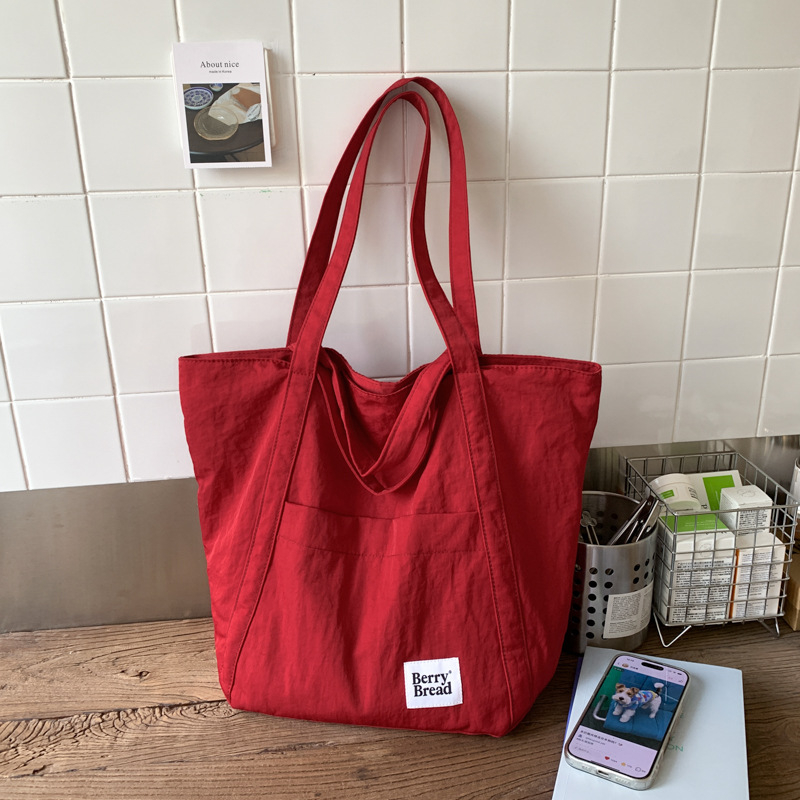 Geantă Tote din pânză, formă verticală pătrată, fermoar, buzunare interne pentru telefon și ID, bretele duble (Lansare vară 2025)