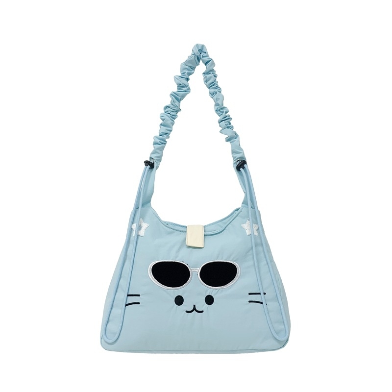 Crossbody torba s mačjim motivom, platno, zatvarač, poliester podstava, tri naramenice
