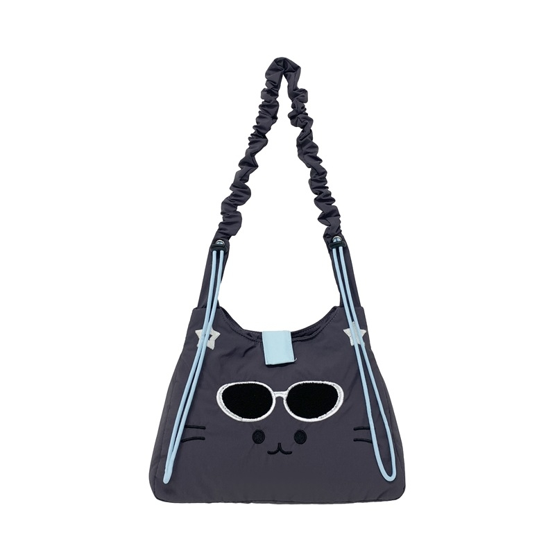 Crossbody torba s mačjim motivom, platno, zatvarač, poliester podstava, tri naramenice