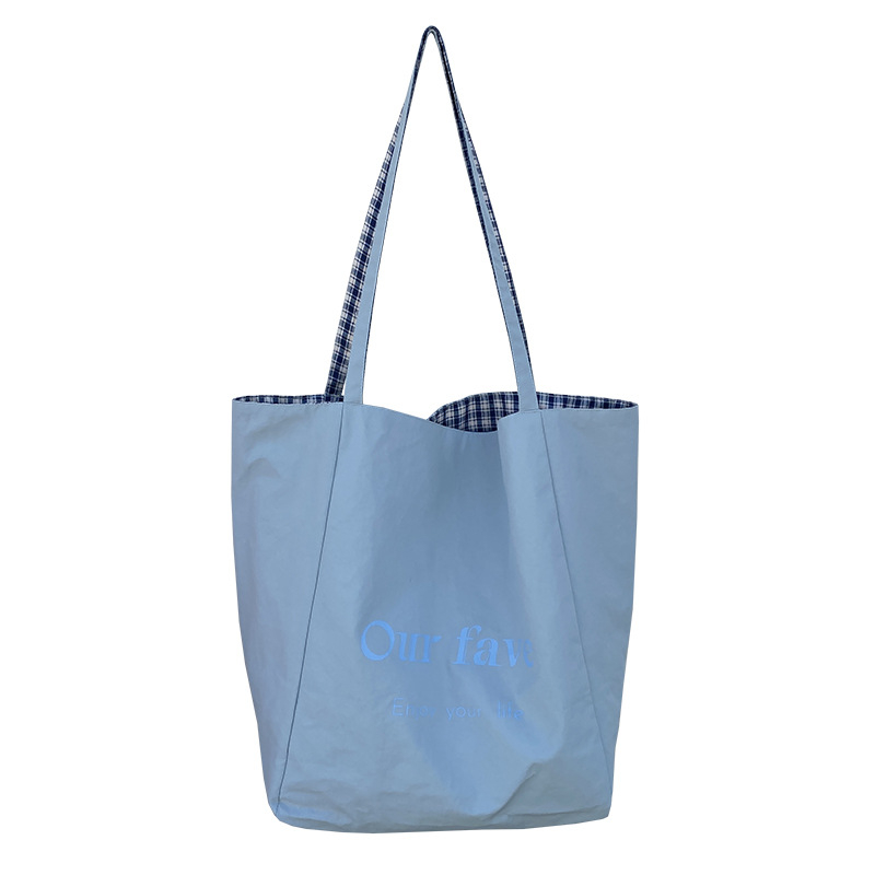 Nylon tote torba, obostrani karirani uzorak, unisex, otvoreni vrh
