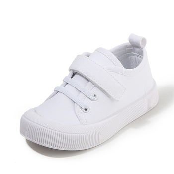 Dječje platnene tenisice bijele boje, s Velcro zatvaračem, niski kroj, unisex za vrtić, prozračne i protuklizne