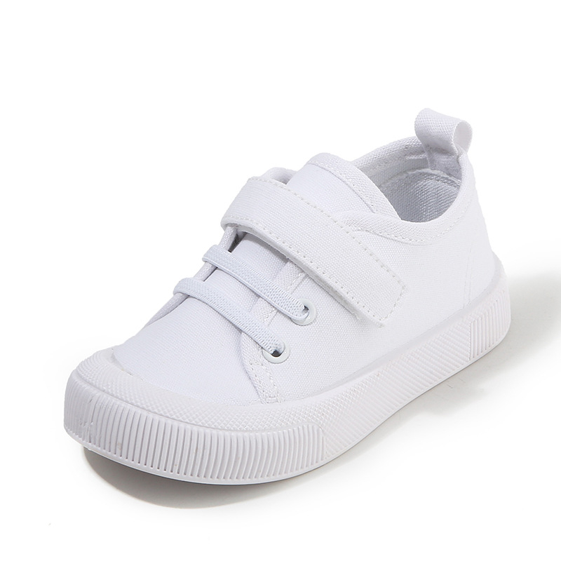 Dječje platnene tenisice bijele boje, s Velcro zatvaračem, niski kroj, unisex za vrtić, prozračne i protuklizne