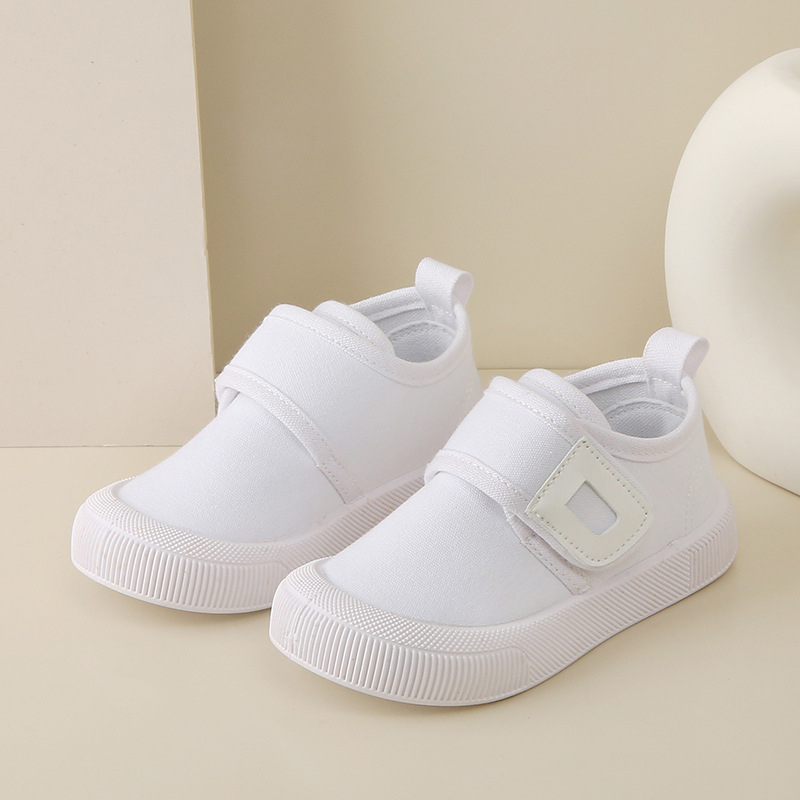 Dječje platnene tenisice bijele boje, s Velcro zatvaračem, niski kroj, unisex za vrtić, prozračne i protuklizne