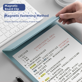 Bőr mágneses mappa A4-es fogóval, 5 mm lemezzel és logónyomtatással – testre szabható