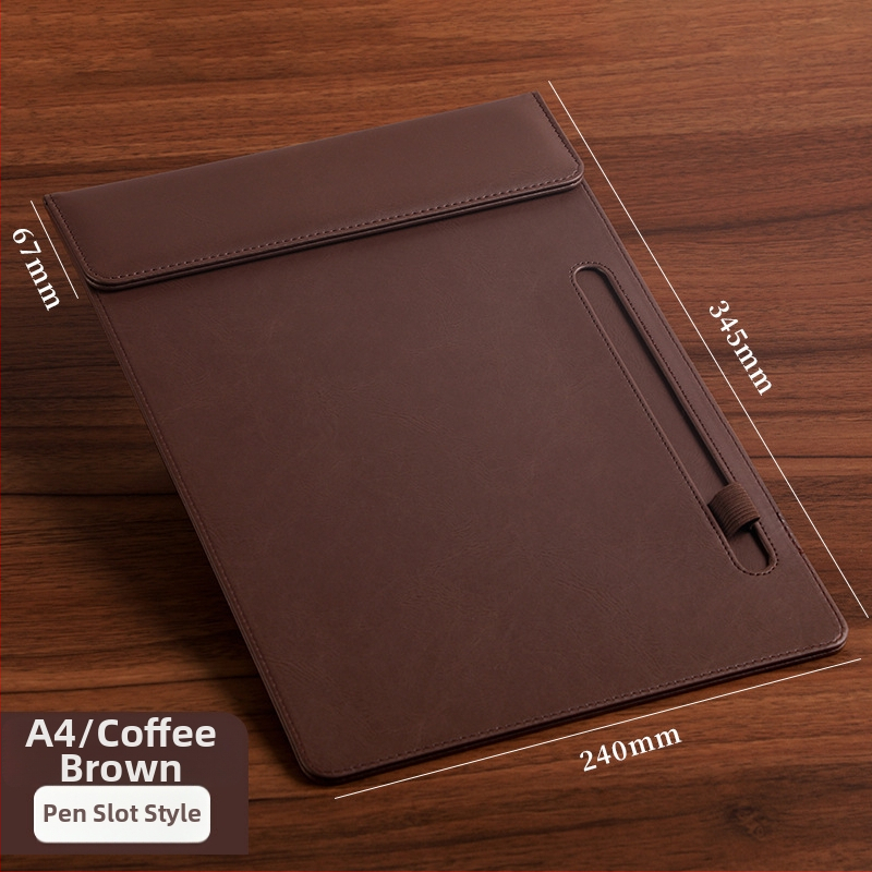 Bőr mágneses mappa A4-es fogóval, 5 mm lemezzel és logónyomtatással – testre szabható