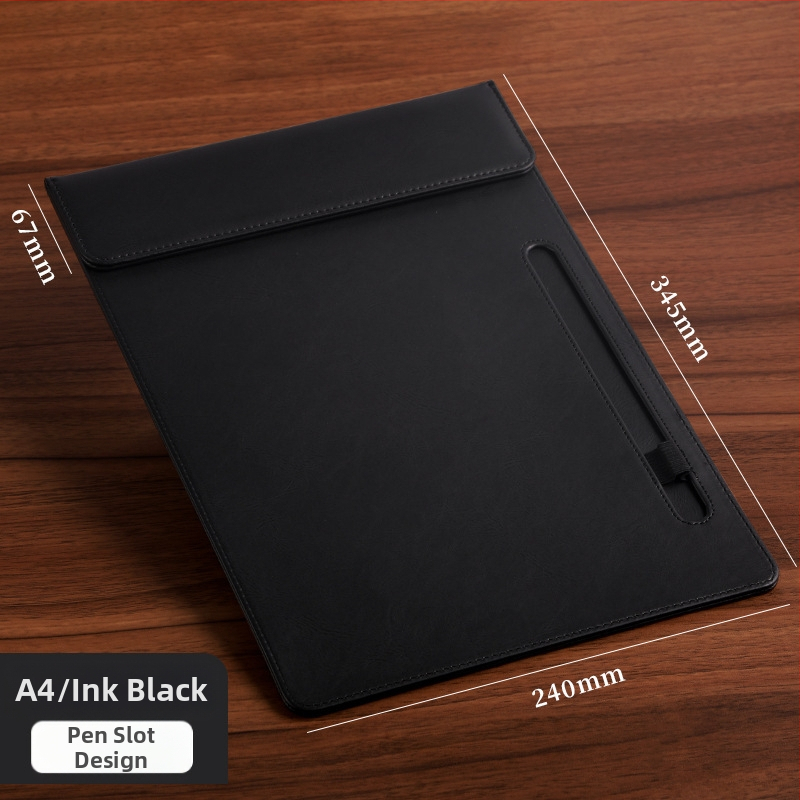 Bőr mágneses mappa A4-es fogóval, 5 mm lemezzel és logónyomtatással – testre szabható