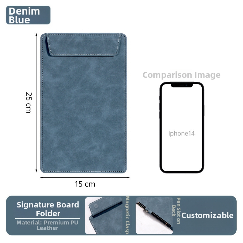 Bőr mágneses mappa A4-es fogóval, 5 mm lemezzel és logónyomtatással – testre szabható