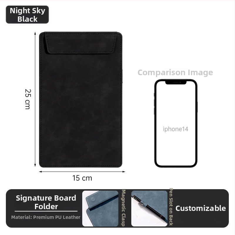 Bőr mágneses mappa A4-es fogóval, 5 mm lemezzel és logónyomtatással – testre szabható