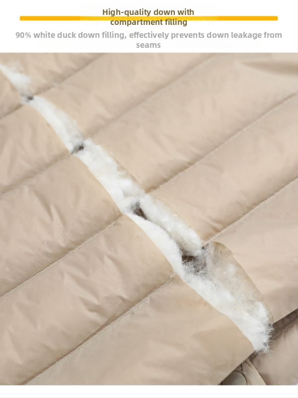 Dámska péřová bunda, štíhla línia, materiál: nylon, výplň: biele kačacie perie, obsah peria 50%, golier typu wood-ear edge