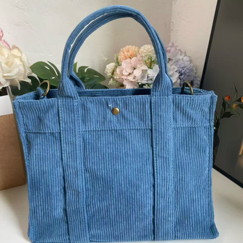 Corduroy Tote torba, gradski stil, zatvarač, poliester podstava, džep za mobitel