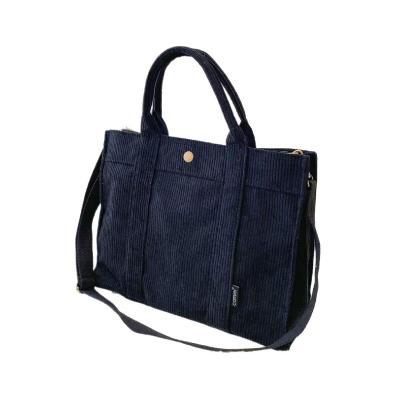 Corduroy Tote torba, gradski stil, zatvarač, poliester podstava, džep za mobitel