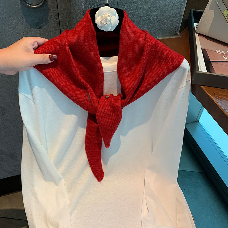 Trokutasti pleteni šal za slojevito nošenje – Warp-knit, monokromatski, grijajući dodatak, Jacquard obrada