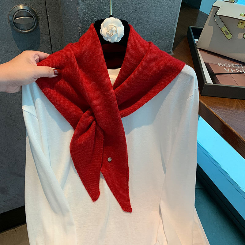 Trokutasti pleteni šal za slojevito nošenje – Warp-knit, monokromatski, grijajući dodatak, Jacquard obrada