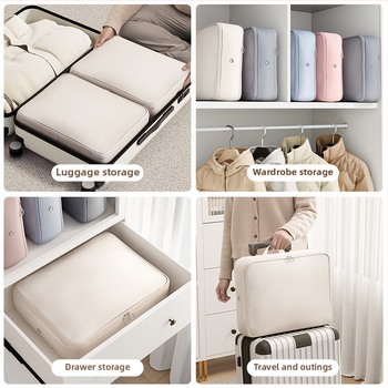 Geantă de depozitare a hainelor, formă cub, poliester, depozitare prin compresie, portabil pentru călătorii