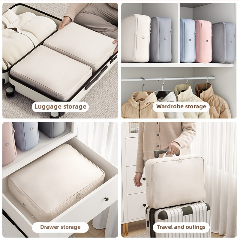 Geantă de depozitare a hainelor, formă cub, poliester, depozitare prin compresie, portabil pentru călătorii