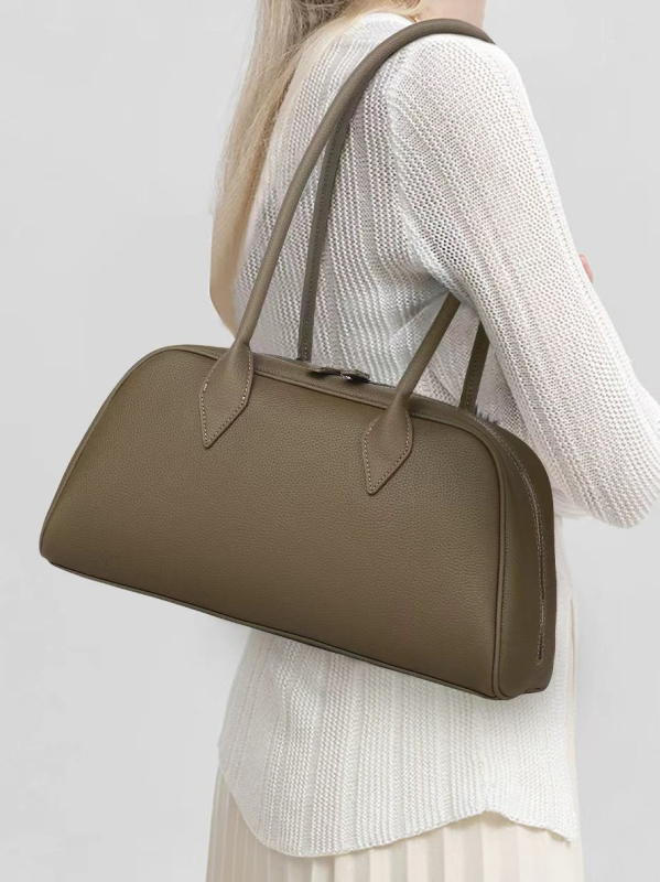 Torba baguette od prave kože, na rame, elegantna ženska torba