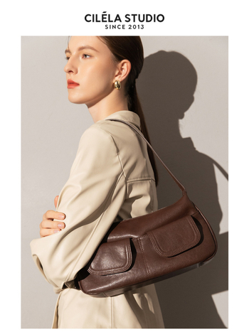 Hobo alkar-táska - valódi bőr, másodlagos marhabőr, alkar-stílus, vízszintes négyzet alak, háromdimenziós külső