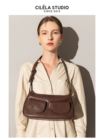 Hobo alkar-táska - valódi bőr, másodlagos marhabőr, alkar-stílus, vízszintes négyzet alak, háromdimenziós külső