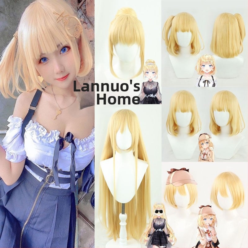 Watson Amelia Vtuber cosplay paróka, hőálló magas hőmérsékletű szál, középhosszú, nem alkalmas forró színfestéshez