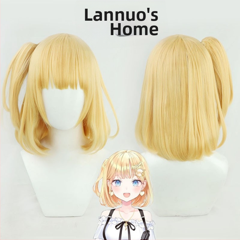 Cosplay parochňa Watson Amelia Vtuber, vlákno s vysokou tepelnou odolnosťou, stredne dlhá, nie je vhodné pre horúce farbenie