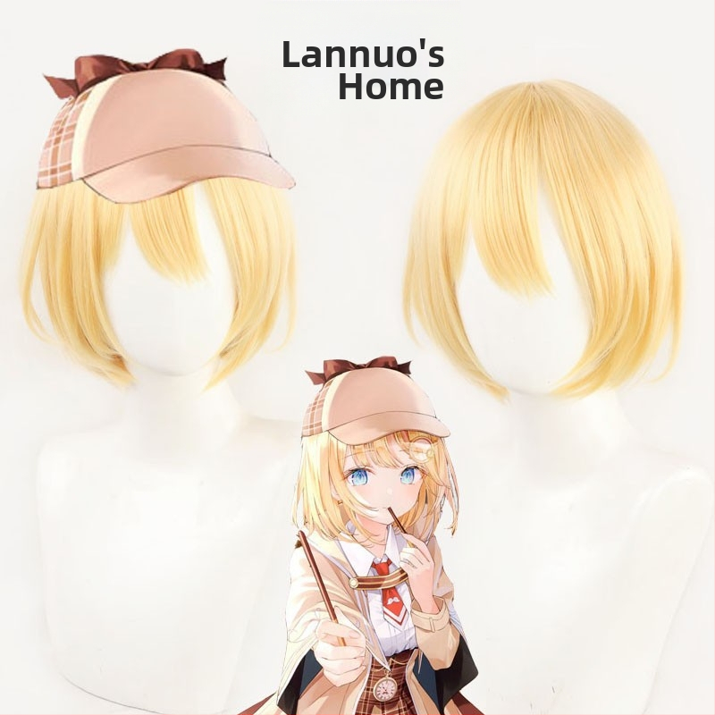 Watson Amelia Vtuber cosplay paróka, hőálló magas hőmérsékletű szál, középhosszú, nem alkalmas forró színfestéshez