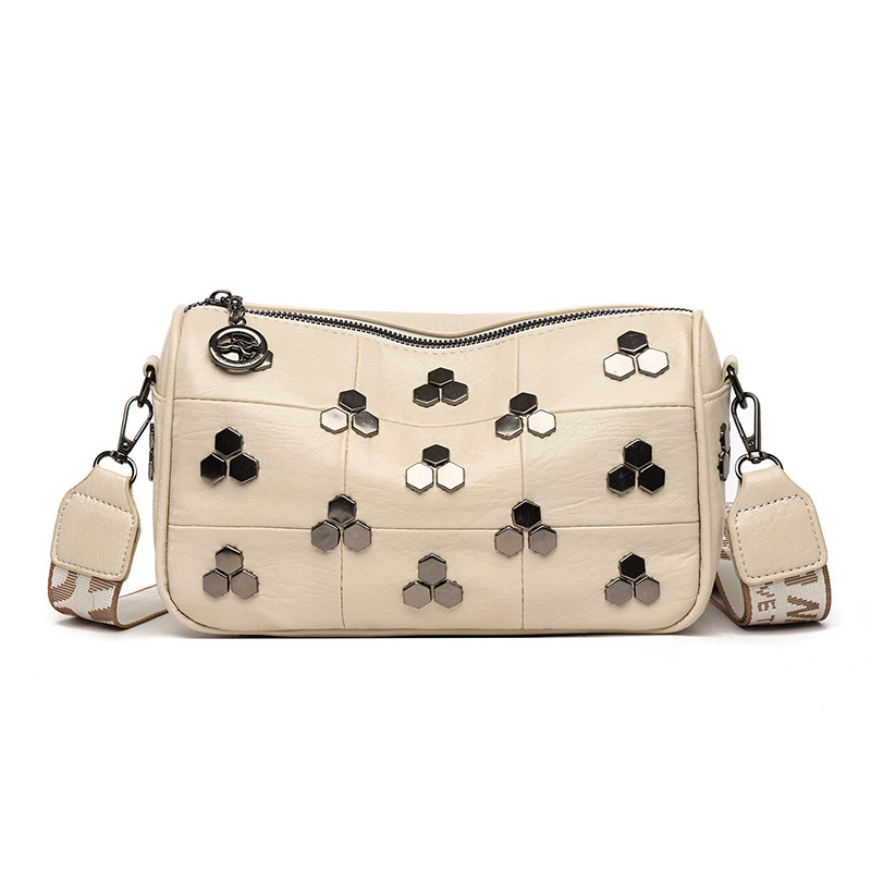 Geantă crossbody tip pernă din țesătură de înaltă calitate, închidere cu fermoar, buzunare interne pentru telefon și documente, căptușeală poliester