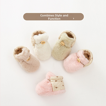 Новородени чорапки-ботушки с подплата от флис, дебели, мека антихлъзгаща подметка за зима