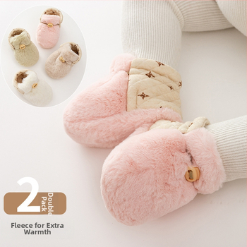 Новородени чорапки-ботушки с подплата от флис, дебели, мека антихлъзгаща подметка за зима