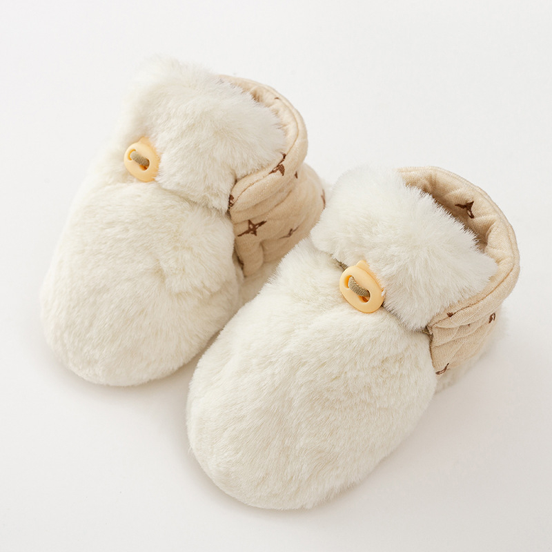 Новородени чорапки-ботушки с подплата от флис, дебели, мека антихлъзгаща подметка за зима