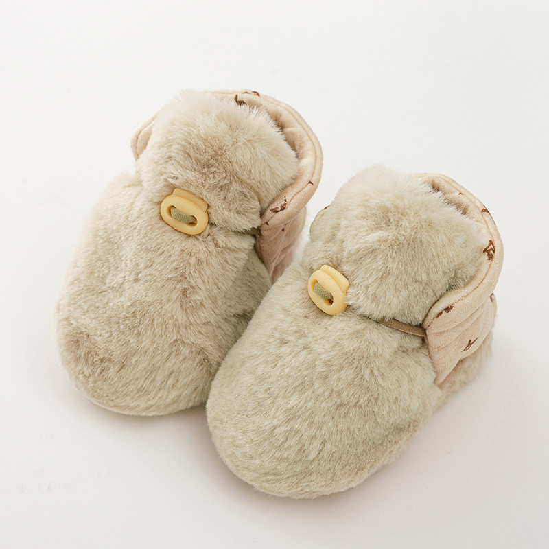 Новородени чорапки-ботушки с подплата от флис, дебели, мека антихлъзгаща подметка за зима