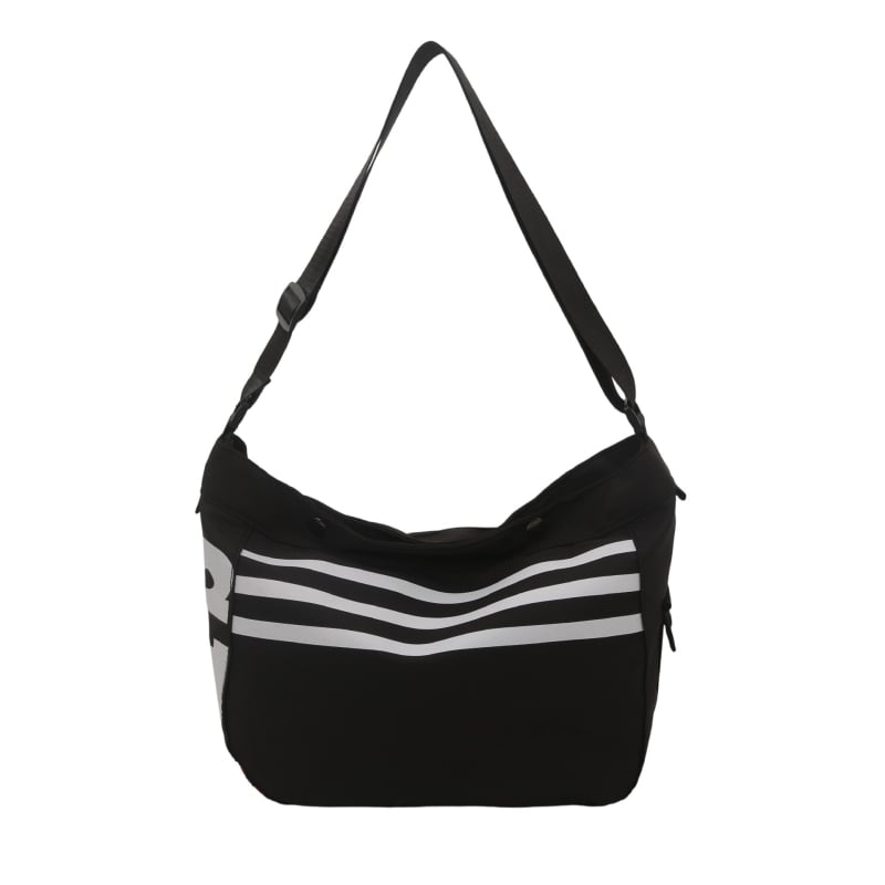 Ženska crossbody torbica od Oxford platna s motivom slova, lagana, horizontalno kvadratnog oblika, zatvaranje na zip, laminirani unutarnji džep