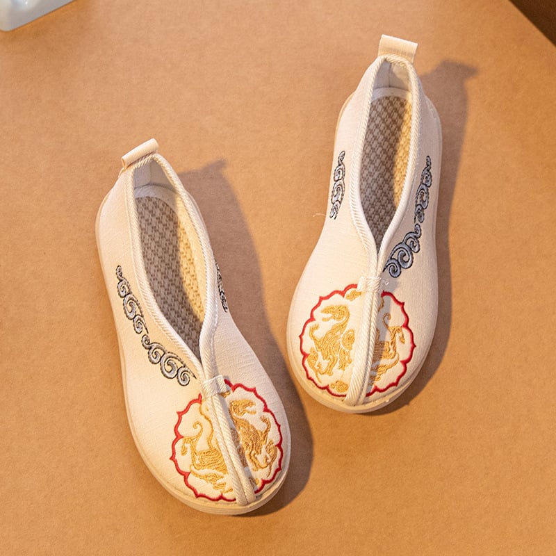 Pantofi pentru băieți în stil Hanfu, stil etnic, partea superioară din pânză, căptușeală din bumbac, branț din pânză, talpă din cauciuc