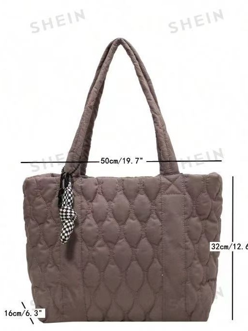 Torba tote od Oxford materijala, gradski minimalistički stil, horizontalni kvadratni oblik, zatvaranje sa zatvaračem, unutarnja pretinica za telefon i laminirana pretinica sa zatvaračem, dvostruke naramenice
