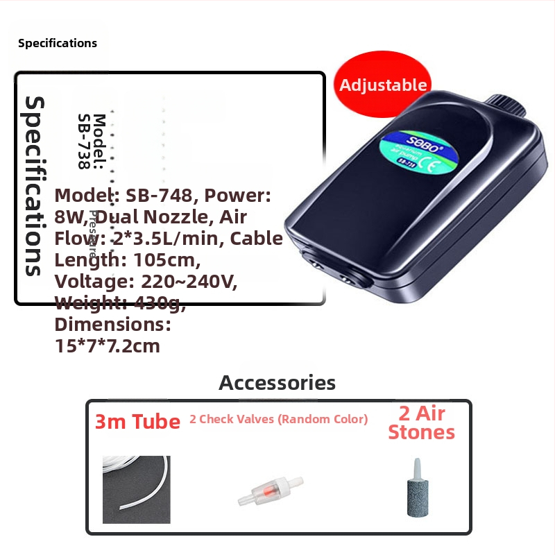 Songbao akváriumi oxigénpumpa, dugaszolható, otthoni használatra (Brand: Songbao; Import: No; Market: Other)