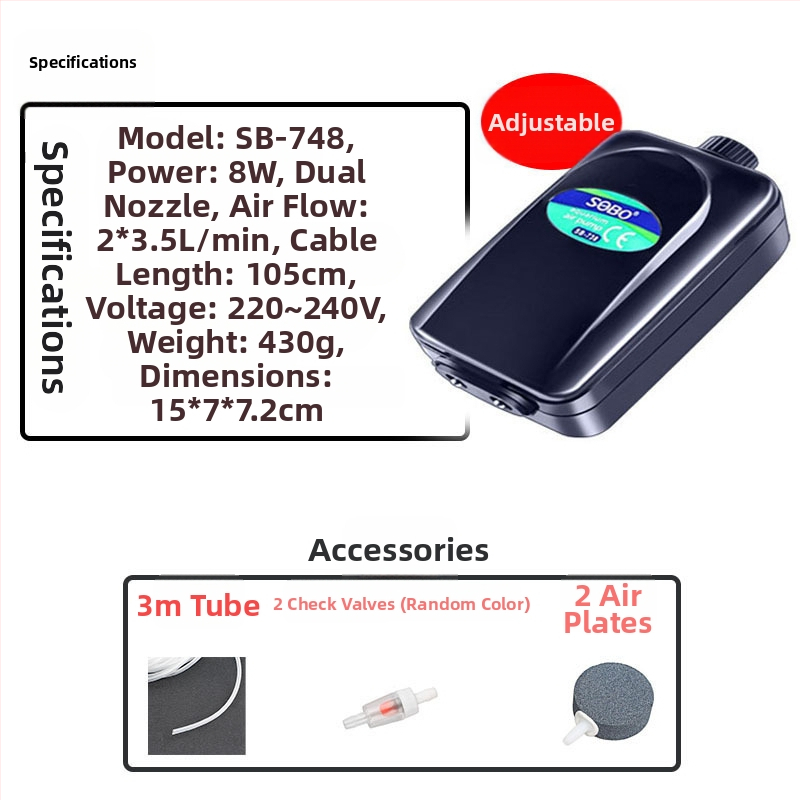 Songbao akváriumi oxigénpumpa, dugaszolható, otthoni használatra (Brand: Songbao; Import: No; Market: Other)