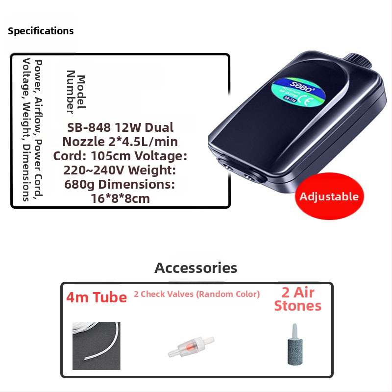 Songbao akváriumi oxigénpumpa, dugaszolható, otthoni használatra (Brand: Songbao; Import: No; Market: Other)
