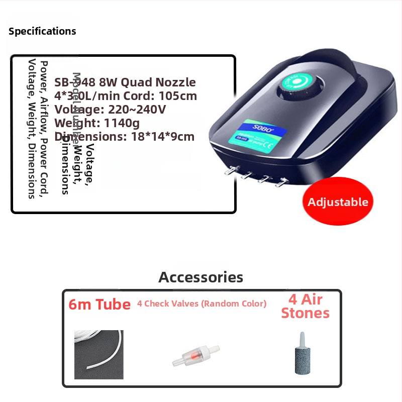 Songbao akváriumi oxigénpumpa, dugaszolható, otthoni használatra (Brand: Songbao; Import: No; Market: Other)